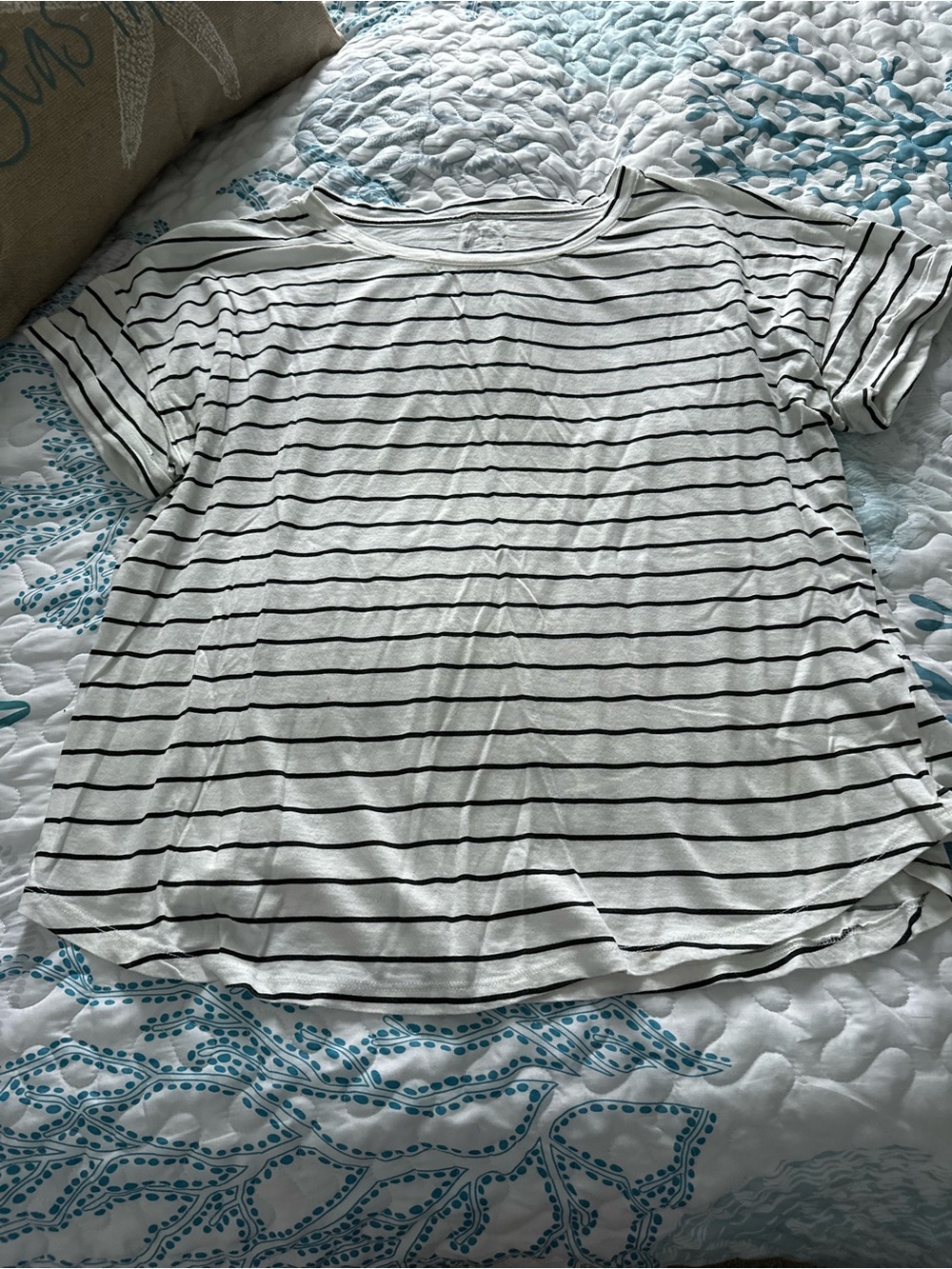 Maurices Women’s White Tee with Black Stripe Detail